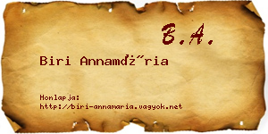 Biri Annamária névjegykártya